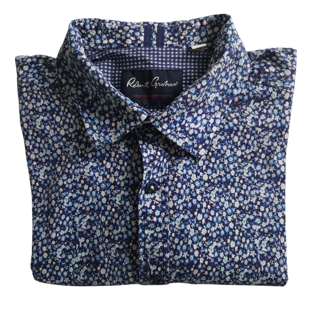 Robert Graham Shirt Mens 3XL Floral Short Sleeve Flip Cuff Button Up